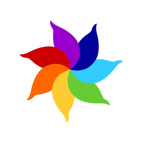 7 couleur chakra icône symbole logo signe, fleur florale, illustration vectorielle de conception — Image vectorielle
