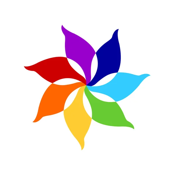 7 couleur chakra icône symbole logo signe, fleur florale, illustration vectorielle de conception — Image vectorielle