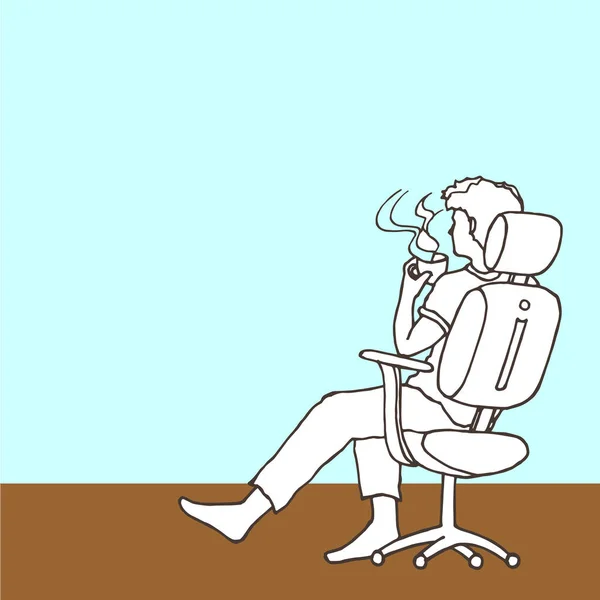 Gorący ilustracja kawa mężczyzna pitnej projekt rysunek ręka wektor — Wektor stockowy