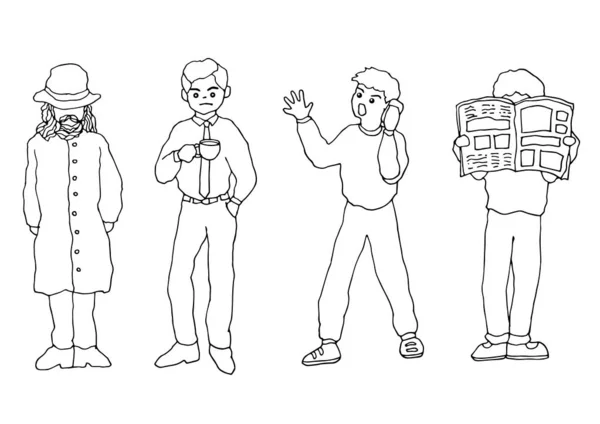 Ilustracja komplet osoba projekt rysunek ręka szkic wektor zestaw — Wektor stockowy