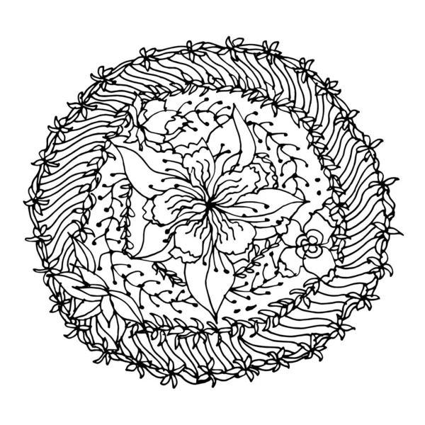Символ символа чакры мандала, цветочный лист, векторный рисунок ручной работы — стоковый вектор