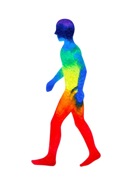 Pose humana caminando, cuerpo abstracto acuarela pintura dibujo a mano — Foto de Stock