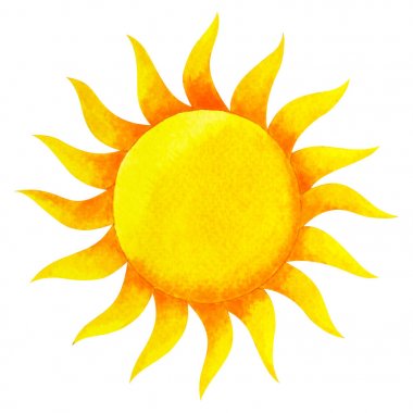 yellow color of chakra symbol solar plexus sun concept, watercolor painting  clipart