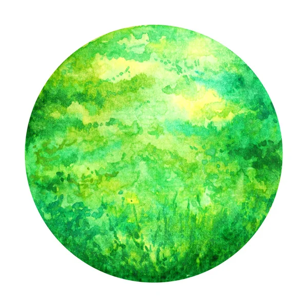 チャクラシンボルのグリーンカラーハートコンセプト, 水彩画 — ストック写真