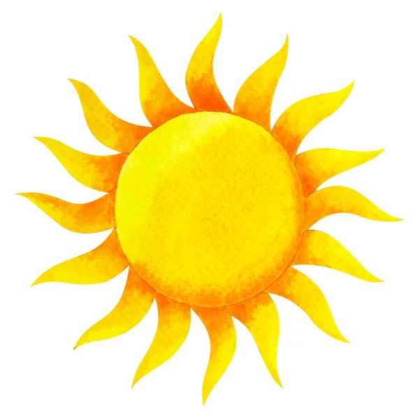 Žlutá barva symbolu čakra symbol sluneční plexus slunce, akvarel — Stock fotografie