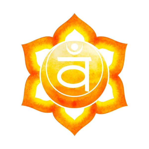 Colore arancione del simbolo chakra concetto sacrale, fiore floreale, pittura ad acquerello — Foto Stock
