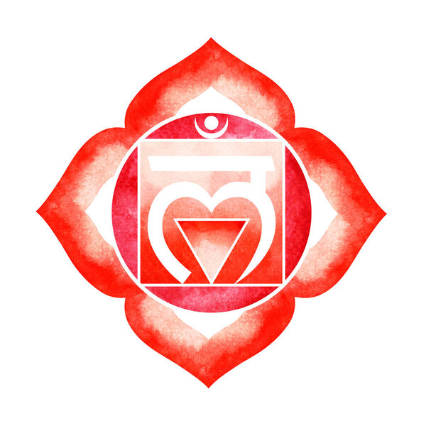 красный цвет символа чакры корни концепции, цветок цветочный, акварель живописи
 