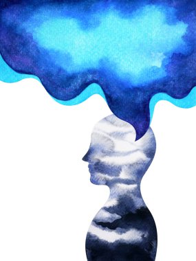 insan kafa ruhu güçlü enerji evren güç suluboya boyama bağlanmak