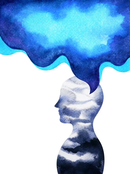 insan kafa ruhu güçlü enerji evren güç suluboya boyama bağlanmak