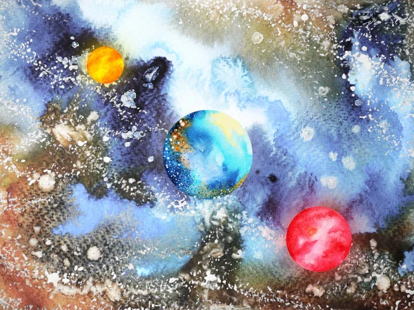 Abstract art universe watercolor painting illustration design — Stock Photo, Image