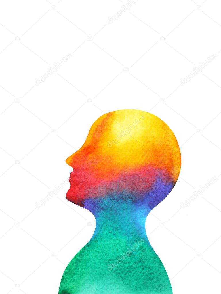 human head mind spirit brain energy  power abstract art watercolor painting