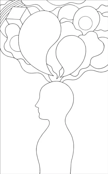 人間の頭の精神力エネルギー宇宙に接続するベクトルアートイラスト — ストックベクタ