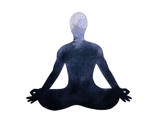 Chakra menschliche Lotus Pose Yoga, abstrakte Welt, Universum Aquarellmalerei — Stockfoto