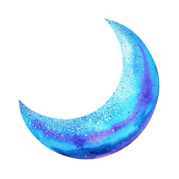 ay boyama el illüstrasyon mavi tasarlamak suluboya çizim