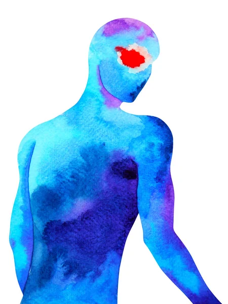 Human standing look back pose, abstract body watercolor painting — Stock Photo, Image