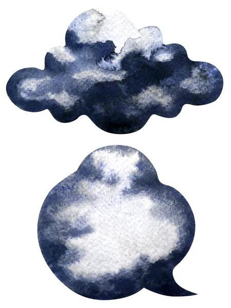Černý mrak déšť akvarel malba ruka kresba ilustrace návrh — Stock fotografie