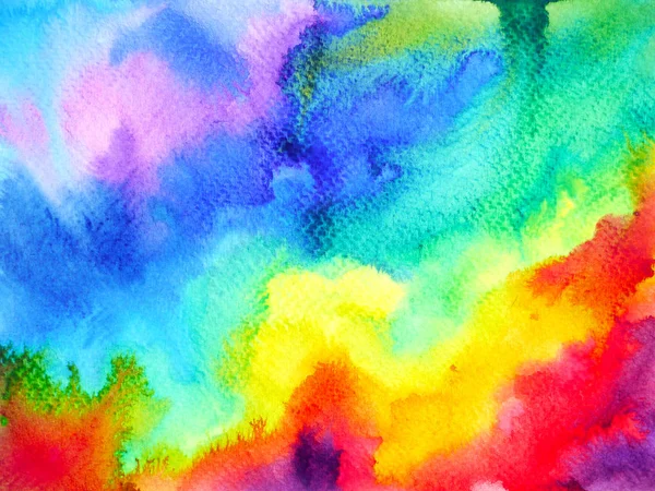 Szivárvány színes háttér akvarell festés illusztráció kézzel rajzolt kialakítás — Stock Fotó