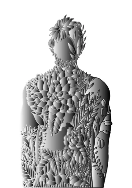 人体花魂パワーエネルギーベクトル抽象美術イラスト — ストックベクタ
