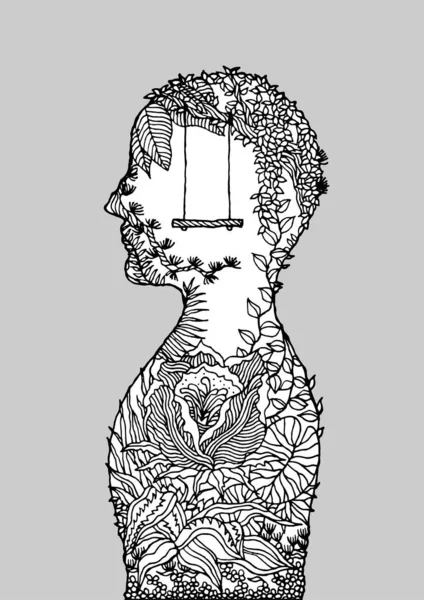 ศีรษะดอกไม้มนุษย์จิตวิญญาณพลังงานเวกเตอร์ภาพประกอบศิลปะนามธรรม — ภาพเวกเตอร์สต็อก