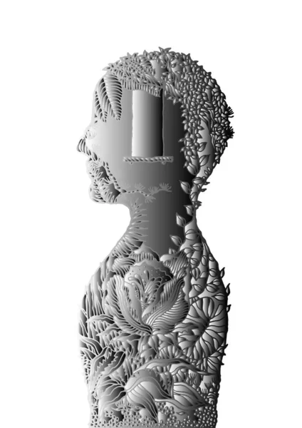 Menschliche Blume Kopf Geist Macht Energie Vektor abstrakte Kunst Illustration — Stockvektor