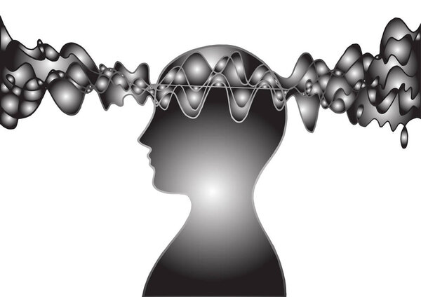 Человеческая голова дух энергии волна вектор абстрактного искусства иллюстрации дизайн
