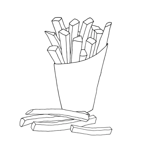 Francuski frytki ilustracja jedzenie rysunek ręka wektor — Wektor stockowy