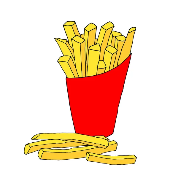 Patatine fritte cibo vettore illustrazione disegno mano disegno — Vettoriale Stock