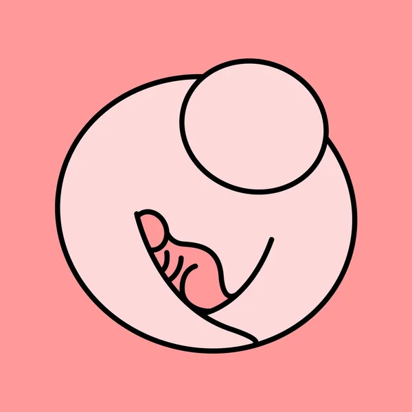 엄마 와 아기 가족 사랑 포옹 벡터 일러스트 디자인 핑크 파스텔 — 스톡 벡터