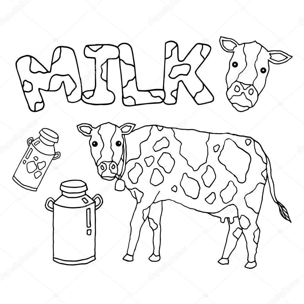 cow milk vector illustration design hand drawing doodle art