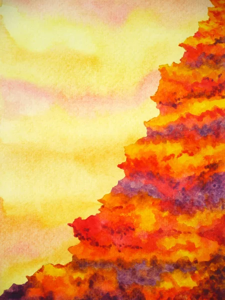 Abstrait montagne volcan enfer falaise aquarelle peinture illustration conception — Photo