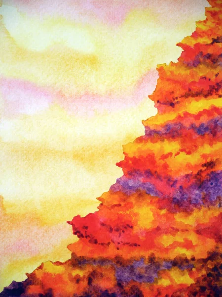 Abstrait montagne volcan enfer falaise aquarelle peinture illustration conception — Photo