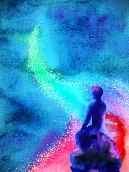 Pensamento humano abstrato mente espiritual universo poder aquarela pintura ilustração design — Fotografia de Stock