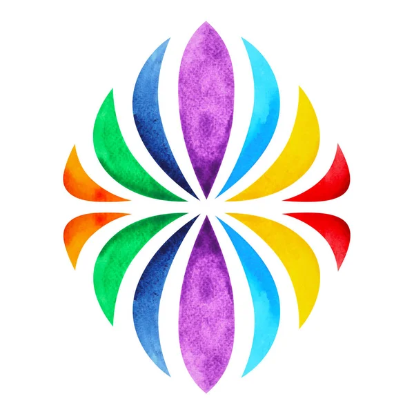 Color chakra mandala símbolo concepto, acuarela pintura icono, ilustración diseño signo mano dibujo —  Fotos de Stock