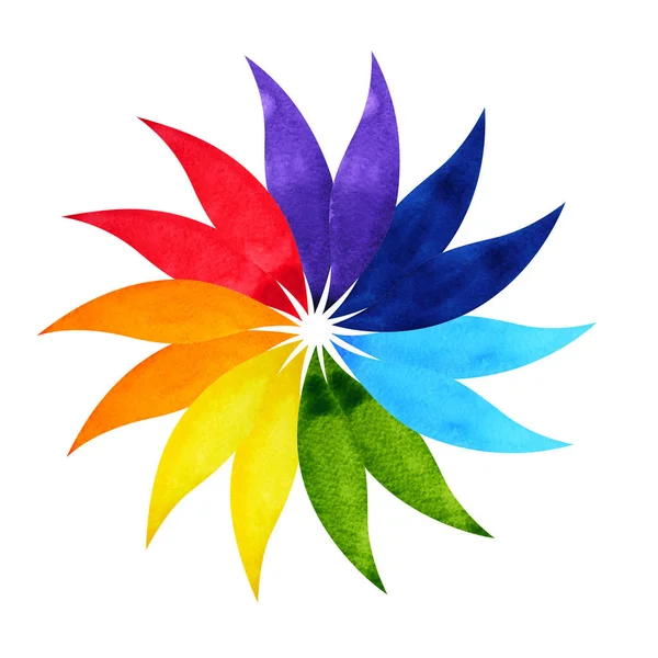Farbe Chakra Mandala Symbol Konzept, Aquarell Malerei Ikone, Illustration Design Zeichen Handzeichnung — Stockfoto