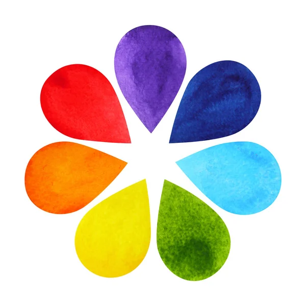Színes csakra Mandala szimbólum fogalom, akvarell festés ikon, illusztráció design jel kézrajzot — Stock Fotó