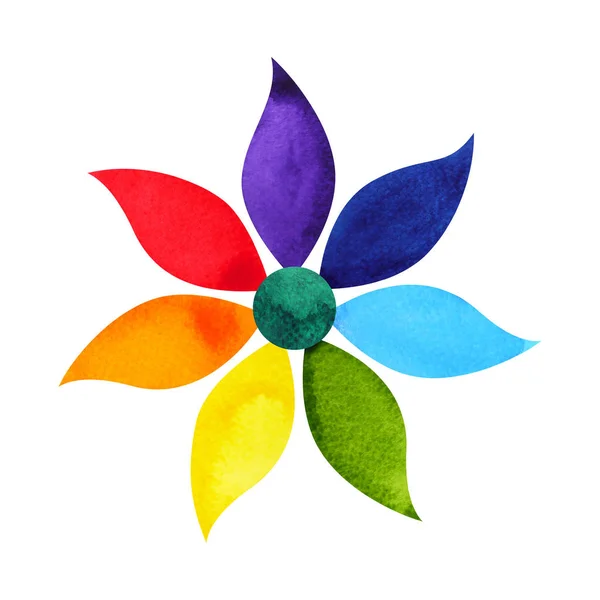 Színes csakra Mandala szimbólum fogalom, akvarell festés ikon, illusztráció design jel kézrajzot — Stock Fotó