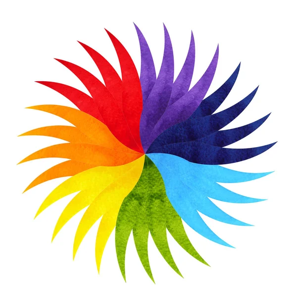 Color chakra mandala symbol concept, watercolor painting icon, illustration design hand drawing — Stock Photo, Image