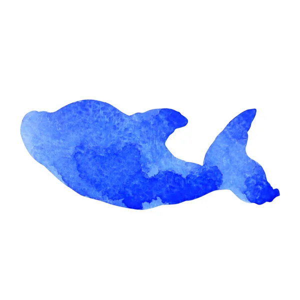 Дельфін мультфільм акварельний живопис ілюстрація дизайн ручний малюнок — стокове фото