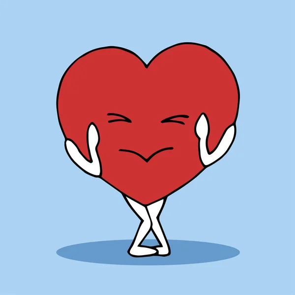 Verlegen, verrast hart symbool vector hand getekende ontwerp illustratie — Stockvector