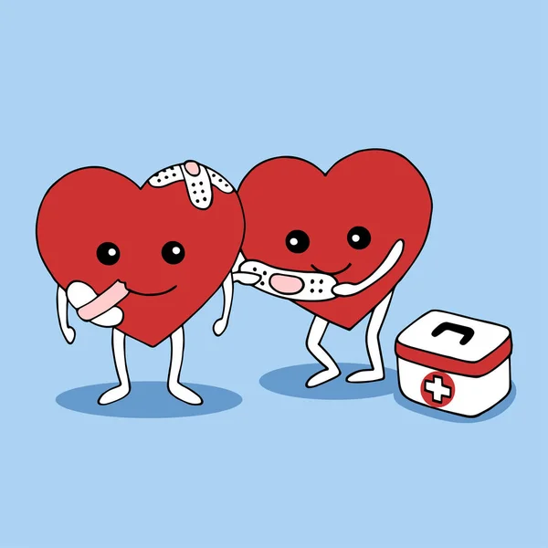 Amable corazón ayudando dolor corazón vector mano dibujado ilustración diseño — Vector de stock