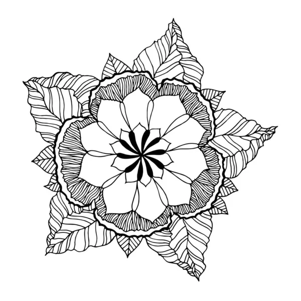 Chakra mandala ícone símbolo, flor floral, vetor desenhado à mão, sinal de ilustração — Vetor de Stock