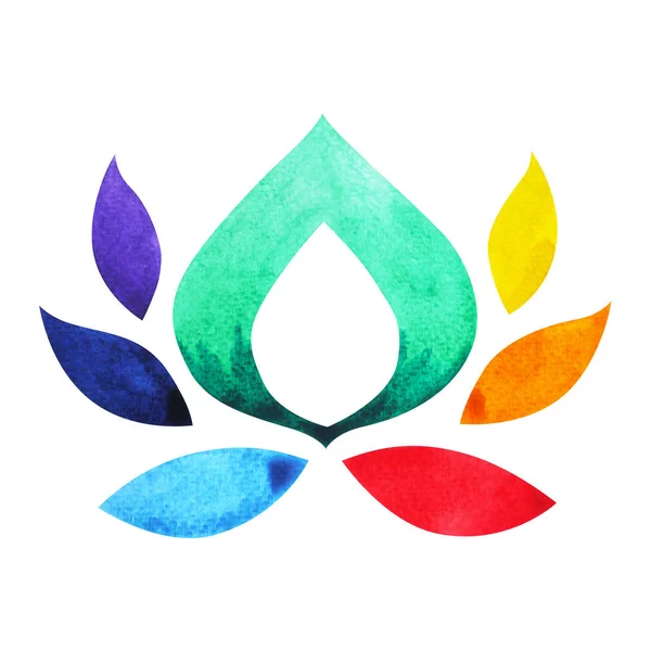 7 cor do conceito de símbolo chakra, flor floral, pintura aquarela — Fotografia de Stock