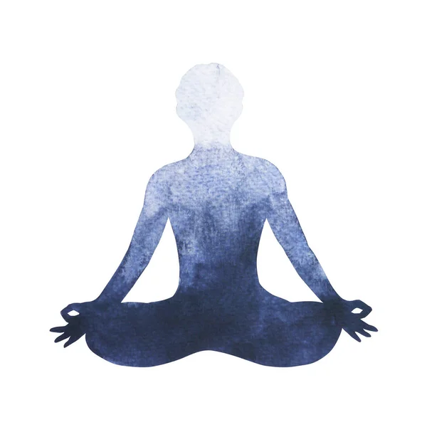 Chakra Lotus Pose Yoga-Symbol-Logo, Aquarellmalerei von Hand gezeichnet — Stockfoto