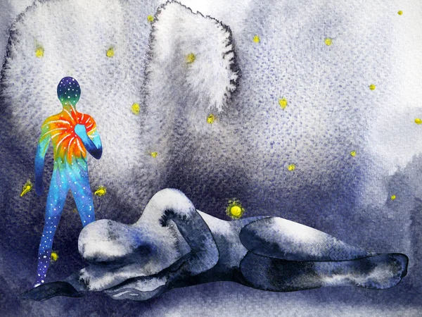 Güç adam güçlü soyut dünya suluboya boyama için üzgün adam yardım