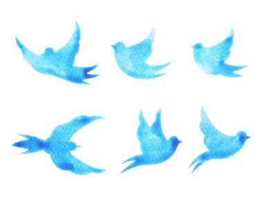 Ücretsiz kuşlar uçan desen minimal suluboya boyama el çizilmiş illüstrasyon