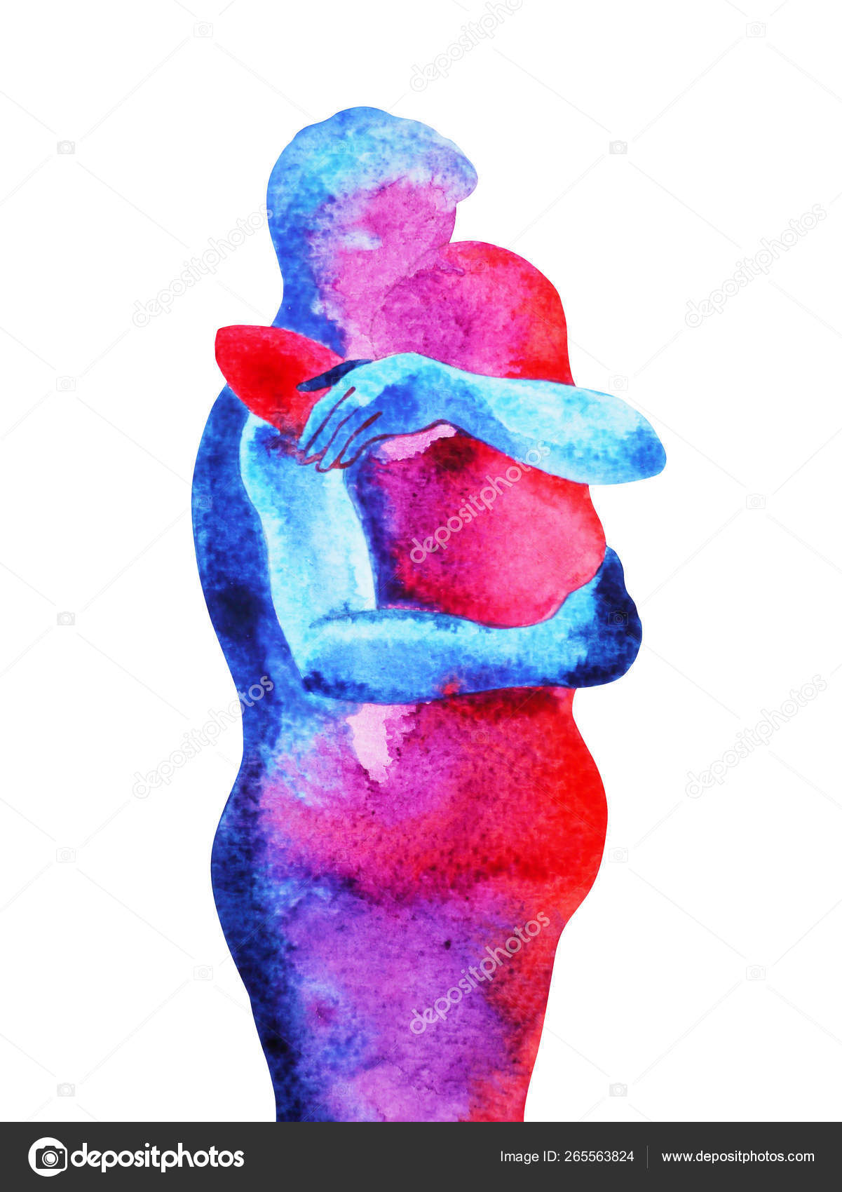 Red, Blue Man, Woman Couple Lover Watercolor Painting Hand Drawn Stock Photo By ©February.boxroom@Gmail.com 265563824