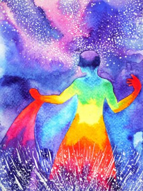 Güç kadar insan, suluboya boyama, çakra reiki soyut güçlü zihin