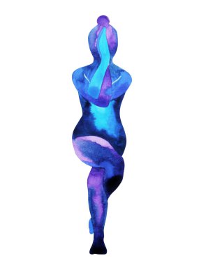 Kartal Pose Yoga ( Garudasana ) pozisyonu, suluboya boyama, el çizilmiş