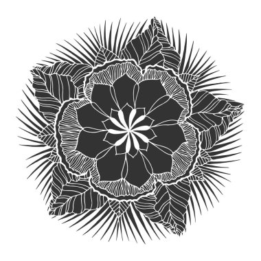 Çakra mandala simge sembolü, çiçek çiçek, vektör el çizilmiş, illüstrasyon işareti