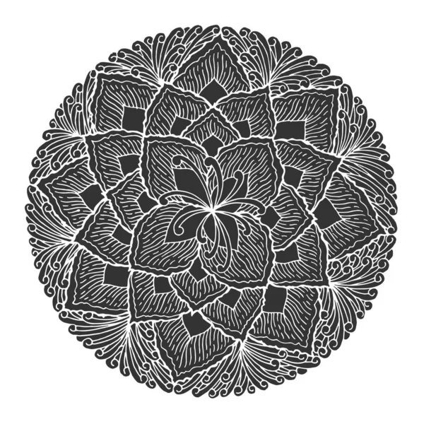 Chakra Mandala Symbol, Blume Blumen, Vektor Hand gezeichnet, Illustration Zeichen — Stockvektor